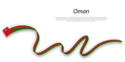 Waving ribbon or banner with flag of Oman. vector