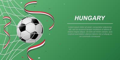 Soccer background with flying ribbons in colors of the flag of Hungary vector