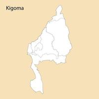 High Quality map of Kigoma is a region of Tanzania vector