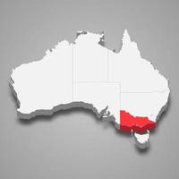 Victoria region location within Australia 3d map vector