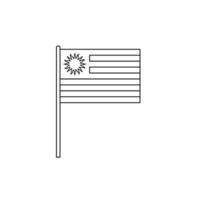 Black outline flag on of Uruguay. Thin line icon vector