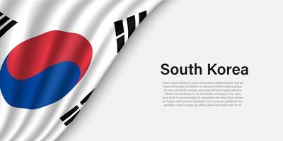 Wave flag of South Korea on white background. vector