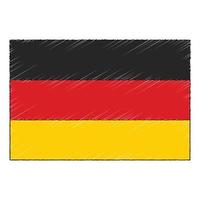 Hand drawn sketch flag of Germany. doodle style icon vector