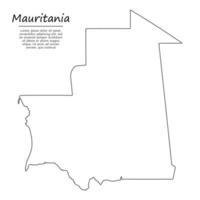 Simple outline map of Mauritania, silhouette in sketch line styl vector