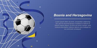 Soccer background with flying ribbons in colors of the flag of Bosnia and Herzegovina vector