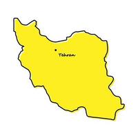 Simple outline map of Iran with capital location vector