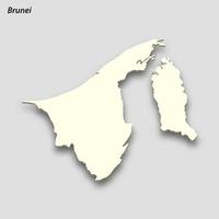 3d isometric map of Brunei isolated with shadow vector