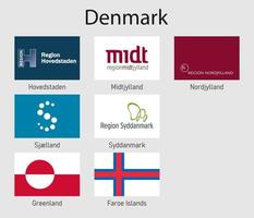 Set Flags of the provinces of Denmark, Danish regions flag colle vector