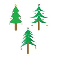 christmas tree set isolated on white background vector