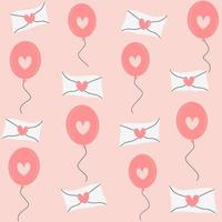 Cute lovely seamless vector pattern background illustration with love letters and floating balloon