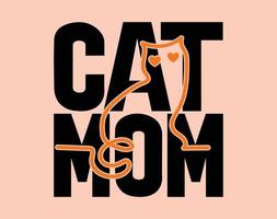 Cat Mom T-Shirt and Apparel Design. Mom SVG Cut File, Mother's Day Hand-Drawn Lettering Phrase, Isolated Typography, Trendy Illustration for Prints on Posters and Cards. vector