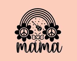 Mama T-Shirt and Apparel Design. Mom SVG Cut File, Mother's Day Hand-Drawn Lettering Phrase, Isolated Typography, Trendy Illustration for Prints on Posters and Cards. vector