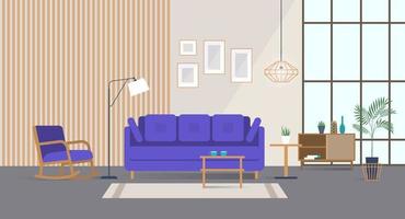 Spacious home interior with stylish comfy furniture vector