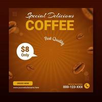 Delicious coffee social media promotion template vector