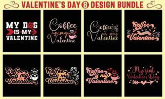 Valentine's Day Typography T-shirt Design Bundle vector