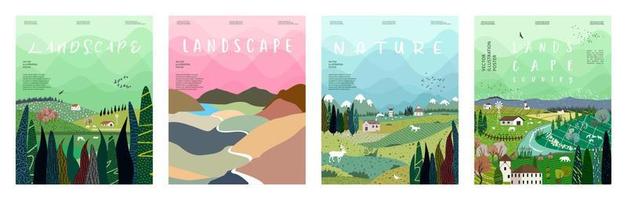 Beautiful countryside, nature and landscape. Vector illustration.