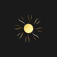 sun gold icon. Vector illustration of golden style. Summer time on dark background .