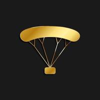 Parachute, box, icon gold icon. Vector illustration of golden style on dark background