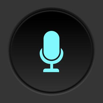 oscuro botón icono micrófono. botón bandera redondo Insignia interfaz para solicitud ilustración en oscurecer antecedentes vector