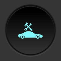 Dark button icon hammer options car. Button banner round badge interface for application illustration on darken background vector