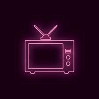 Old tv, neon, icon. Theater ruby color neon ui ux icon. Theater sign logo vector - Vector on white background