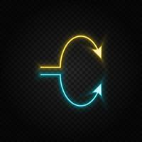 Flip, arrows neon icon. Blue and yellow neon vector icon. Transparent background