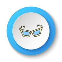 Round button for web icon, 3d glasses, theater. Button banner round, badge interface for application illustration on white background vector