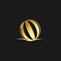 Beach, ball, icon gold icon. Vector illustration of golden style on dark background