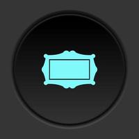 Dark button icon frame theater. Button banner round badge interface for application illustration on darken background vector