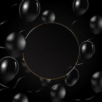 Black balloons background with frame and black balloons. Modern design.Universal vector background for poster, banners, flyers, card