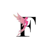 letter a logo design with a picture of a fairy as decoration vector