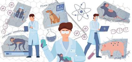 Laboratory Experiments On Animals Collage vector