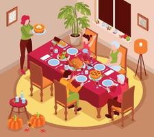 Thanksgiving Day Isometric Background vector