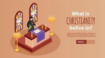 Christianity Isometric Horizontal Banner vector