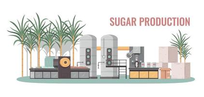 Cartoon Sugar Production Concept vector