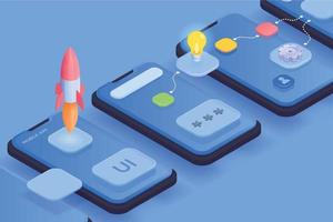 Mobile Applications Isometric Background vector