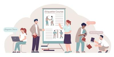 Etiquette Course Flat Illustration vector