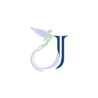 letter J logo design with fairy image as decoration vector