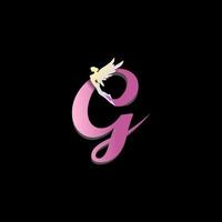 letter G logo design with a picture of a fairy as decoration vector