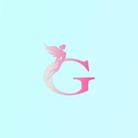 letter G logo design with a picture of a fairy as decoration vector