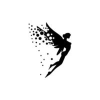 silhouette of a flying fairy with wings vector