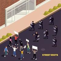 Street Demonstration Isometric Composition vector
