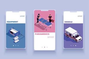 Ambulance Mobile App Isometric Background vector