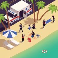 First Aid Isometric Background vector