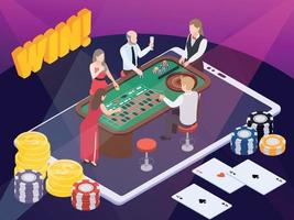 Casino Win Isometric Composition vector