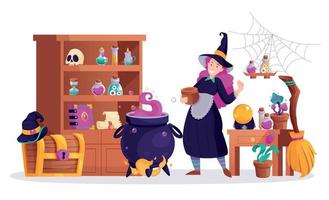 Magic Witch Workshop Composition vector