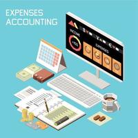 Expenses Accounting Isometric Composition vector