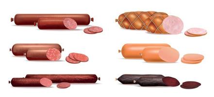 Realistic Sausage Pieces Set vector