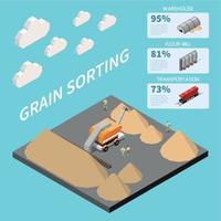 Wheat Grain Sorting Isometric Background vector