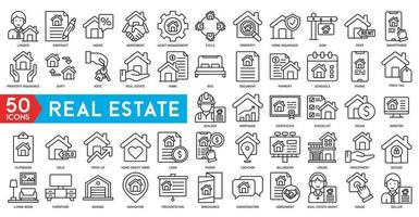 real estate icons vector house, estate document, rent signboard, sold, apartments, search, home protect